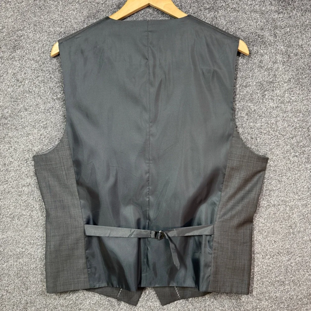 Express Suit Vest Mens L Gray Wool Blend Waistcoat Size Large Adjustable Back